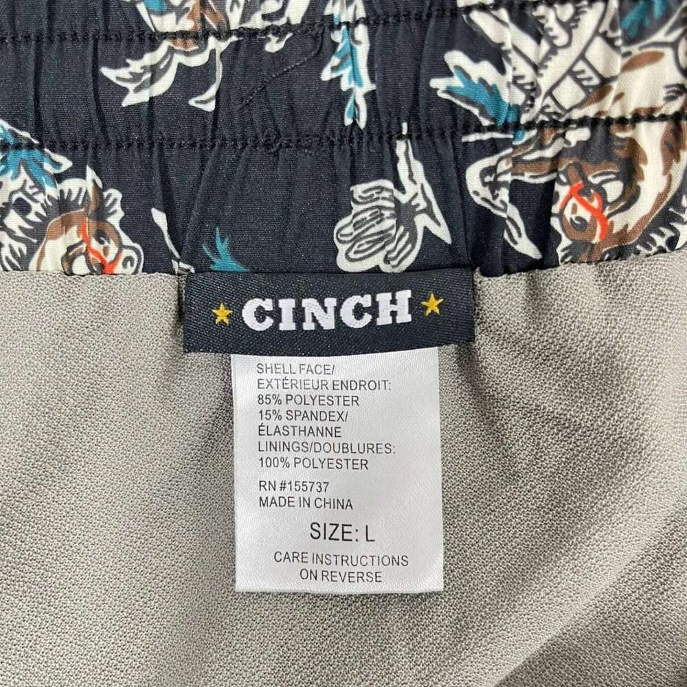 Cinch Swim Trunks Mens Large Black Western Cowboy NFR Rodeo Drawstring Shorts